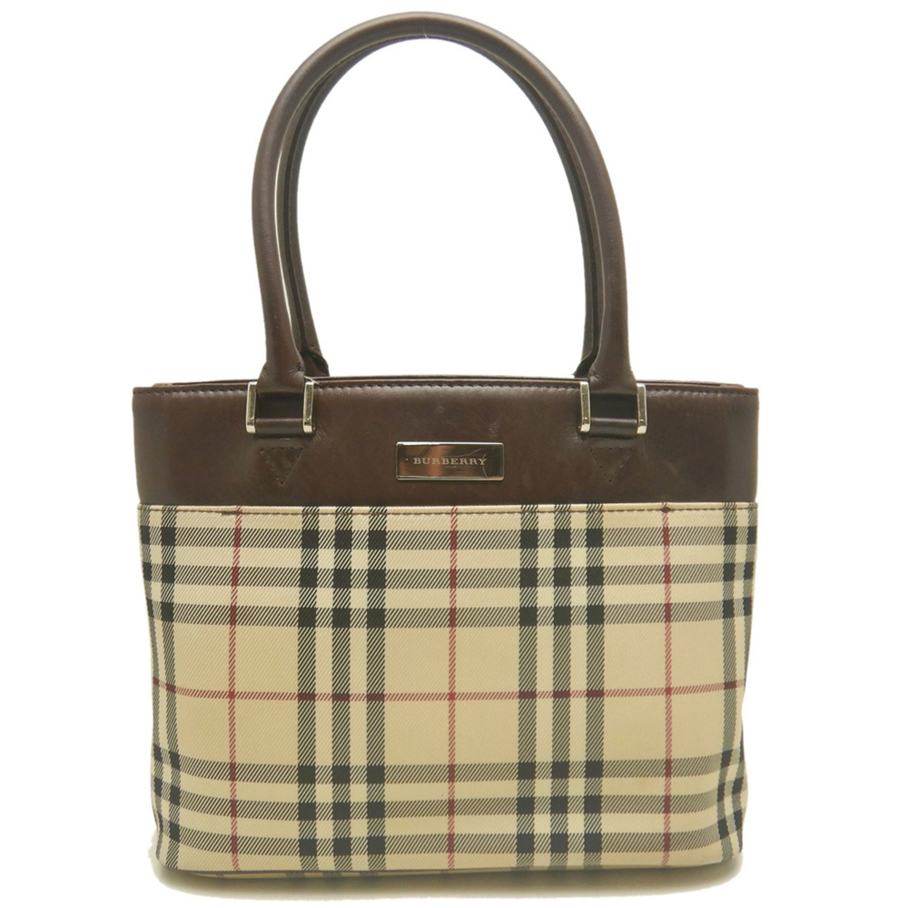 BURBERRY Nova Check Handbag, Canvas x Leather, Beige/Brown, Women's, 254249